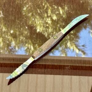 Vintage Norpro Grapefruit Citrus Knife Double Blade Wood & Stainless Steel